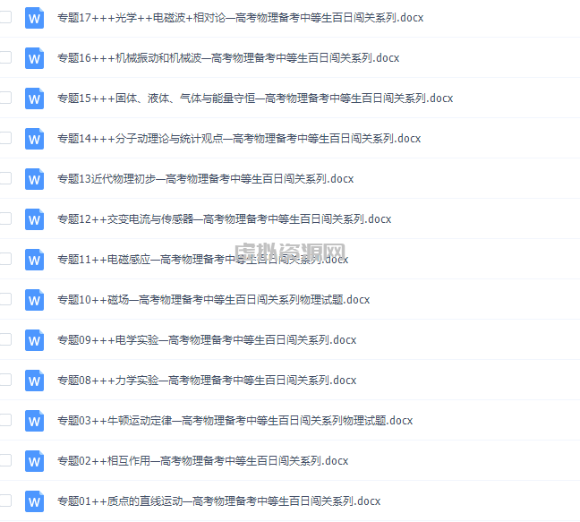 《百日冲系列》物理中等生高考备考百日捷进Word版